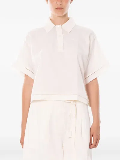 Lacoste Ladder-stitch Cropped Shirt In White