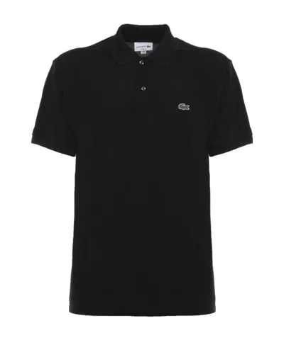 Lacoste Stretch Pique Short-sleeve Slim Fit Polo Shirt In Black