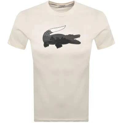 Lacoste Large Logo T Shirt Cream In Neutral