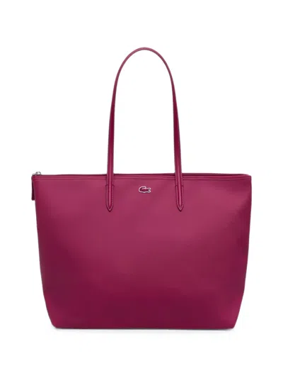 Lacoste Large Logo-patch Tote Bag In Pink