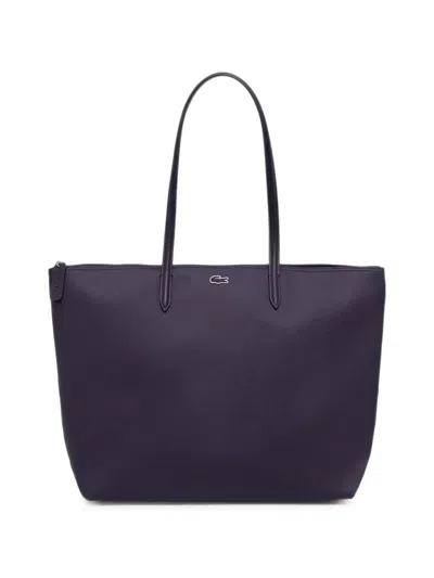 Lacoste Large Logo-patch Tote Bag In Purple