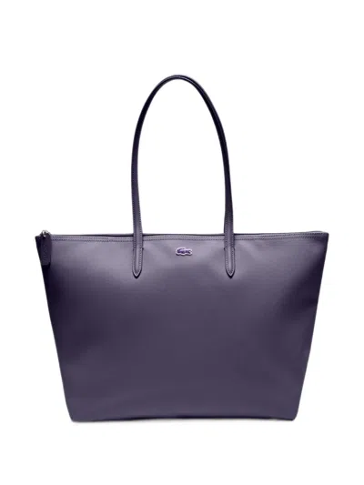 Lacoste Large Logo-plaque Tote Bag In Purple