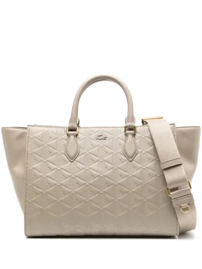 Lacoste Large Maheki Tote Bag In Neutrals