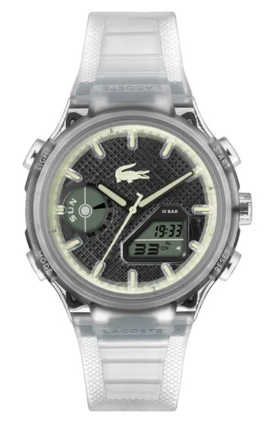 Lacoste Lc33 Silicone Strap Watch, 44mm In Transparent