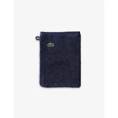 Lacoste Marine Le Croco Logo-embroidered Organic Cotton Wash Mitt 16cm X 21cm