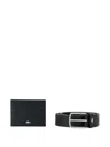 Lacoste Leather Belt And Cardholder Set In Black