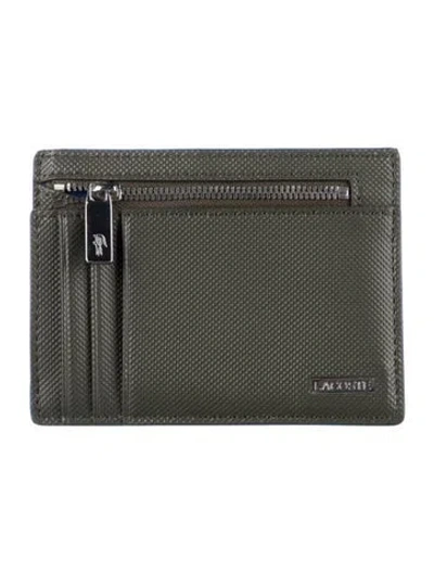 Pre-owned Lacoste Leather Card Holder In Blue/grey