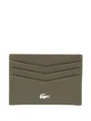 Lacoste Leather Card Holder In Green