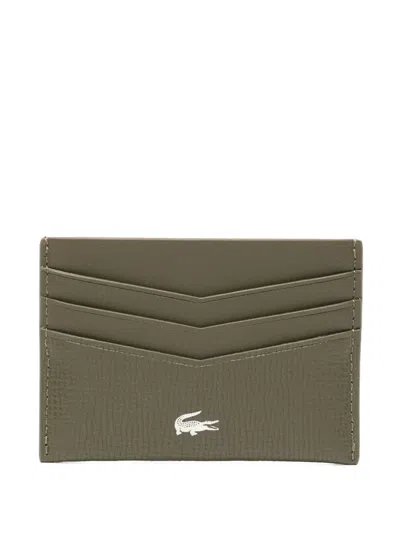 Lacoste Leather Card Holder In Green