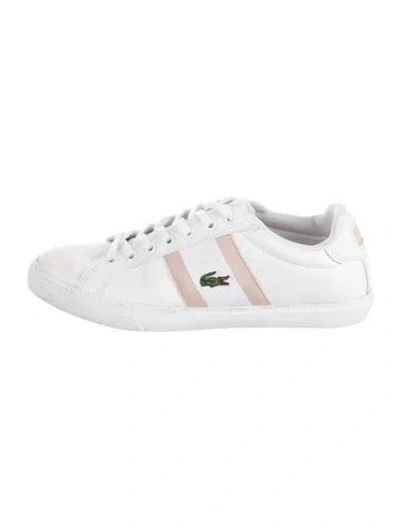 Pre-owned Lacoste Leather Colorblock Pattern Sneakers In White