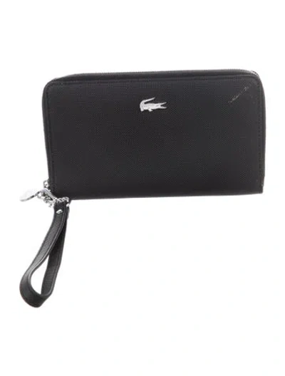 Pre-owned Lacoste Leather Continental Wallet In Black
