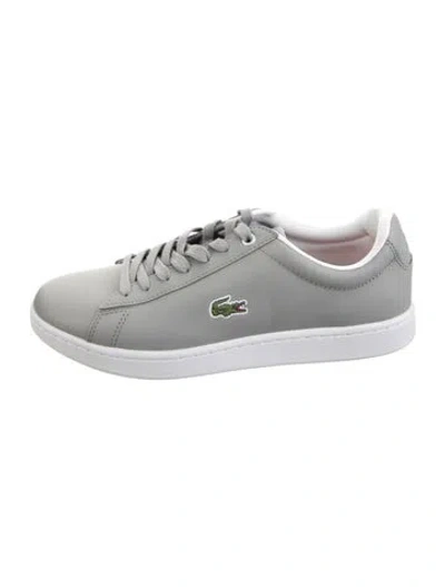Pre-owned Lacoste Leather Embroidered Accent Sneakers In Silver