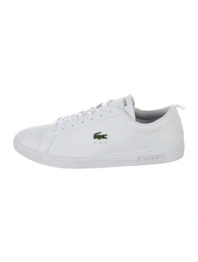 Pre-owned Lacoste Leather Embroidered Accent Sneakers In White