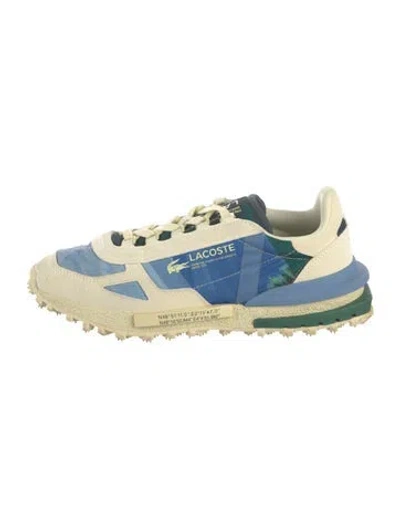 Pre-owned Lacoste Leather Graphic Print Athletic Sneakers In Blue