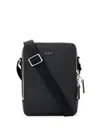 Lacoste Leather Messenger Bag In Black