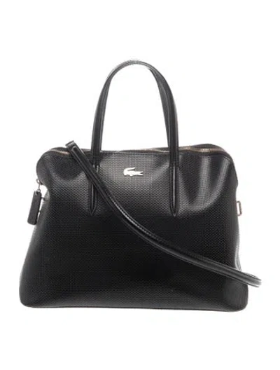 Pre-owned Lacoste Leather Top Handle Bag In Black