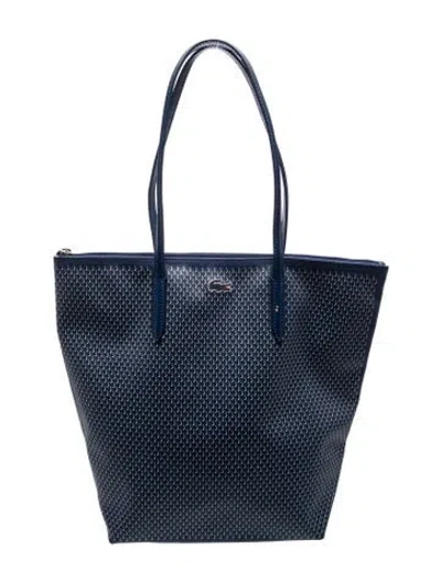 Pre-owned Lacoste Leather Tote In Blue