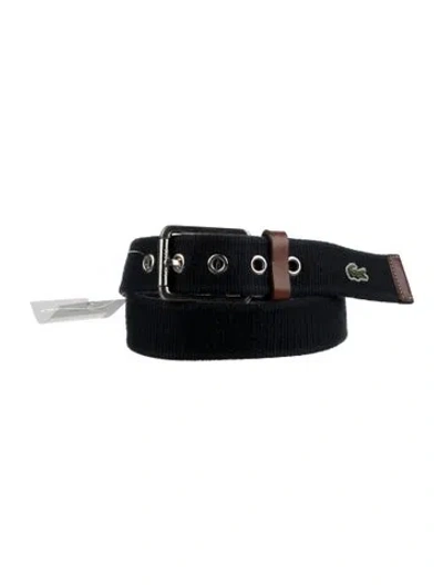 Pre-owned Lacoste Leather Trim Embellishment Waist Belt In Black