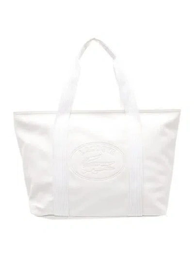 Pre-owned Lacoste Leather Weekender Bag In White