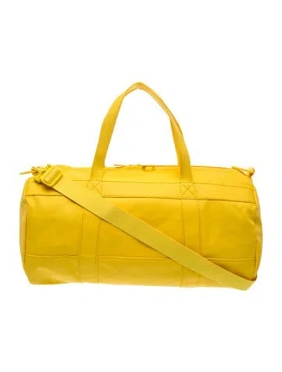 Pre-owned Lacoste Leather Weekender Bag In Yellow