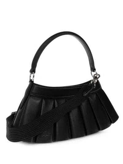 Lacoste Lenglen H Pleated Sheepskin Leather Tote Bag In Black