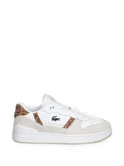 Lacoste Leopard-print Paneled Sneakers In White