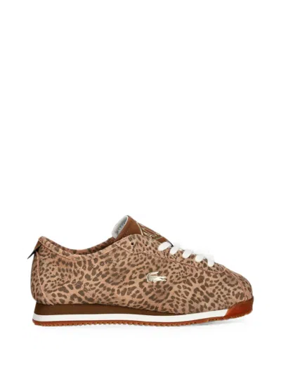 Lacoste Leopard-print Sneakers In Brown