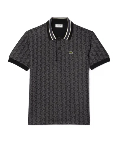 Lacoste Letter Pattern Polo Shirt In Black