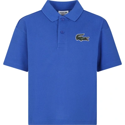 Lacoste Kids' Light Blue Polo Shirt For Boy With Crocodile