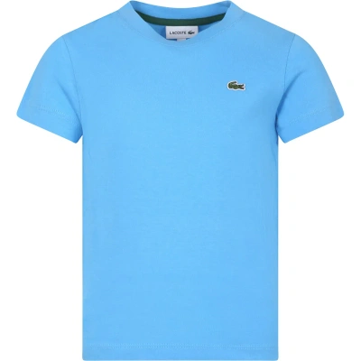 Lacoste Kids' Light Blue T-shirt For Boy With Crocodile