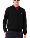 Lacoste Long-sleeve Fitted Pullover With Half-zip Closure In Black