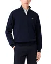 Lacoste Cotton Fleece Half Zip Pullover In Blue