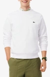 Lacoste Lightweight Cotton Fleece Crewneck Sweatshirt In White