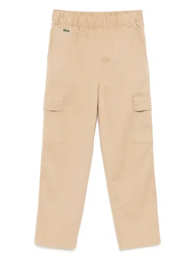 Lacoste Kids' Lightweight Cotton Gabardine Cargo Pants In Neutral