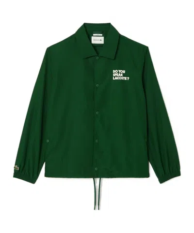 Lacoste Lightweight Showerproof Ripstop Coach Jacket In Green