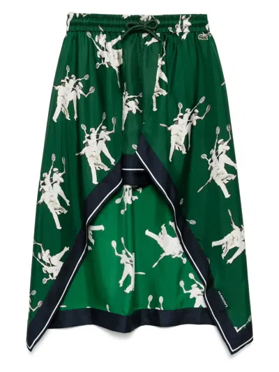 Lacoste Lightweight Silk Printed Shorts In Green