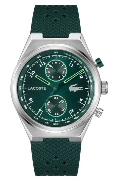 Lacoste Line Racer Green Multifunction Silicone Strap Watch, 43mm