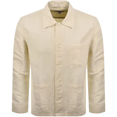 Lacoste Linen Blend Overshirt Beige In Neutral