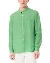 Lacoste Linen Regular Fit Button Down Shirt In Green