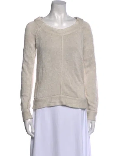 Pre-owned Lacoste Linen Scoop Neck Sweater In Neutral