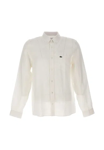 Lacoste Linen Shirt In Bianco