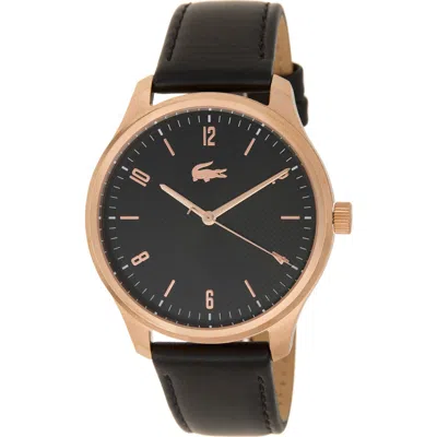 Lacoste Lisbon Leather Strap Watch, 42mm In Black