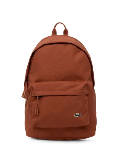 Lacoste Logo-appliqué Backpack In Brown