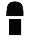 Lacoste Logo-appliqué Beanie (set Of Two) In Black