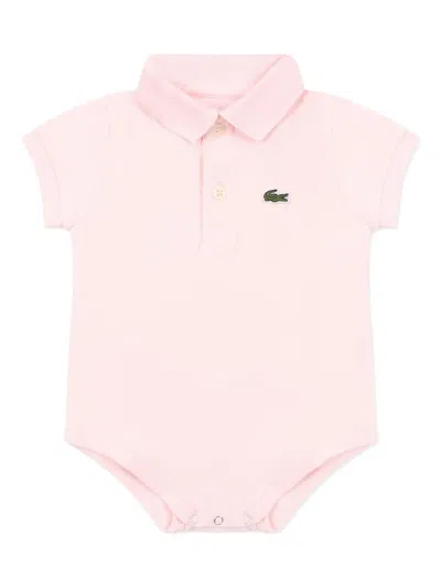 Lacoste Babies' Logo-appliqué Bodysuit In 粉色