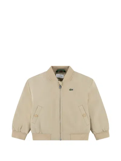 Lacoste Kids' Logo Appliqué Bomber Jacket In Neutral