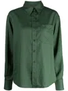 Lacoste Button-up Lyocell Shirt In Green