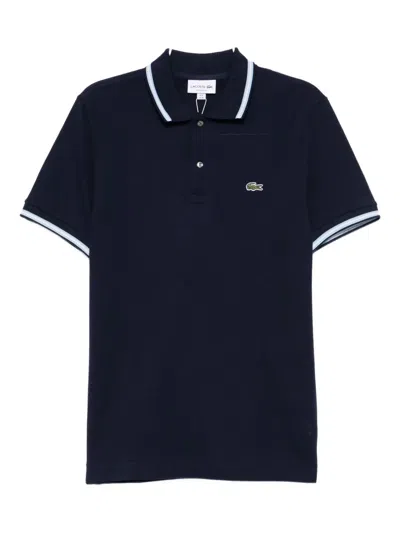 Lacoste Logo-appliqué Cotton Polo Shirt In Blue