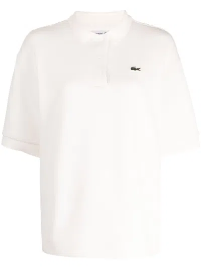 Lacoste Logo-appliqué Cotton Polo Shirt In White