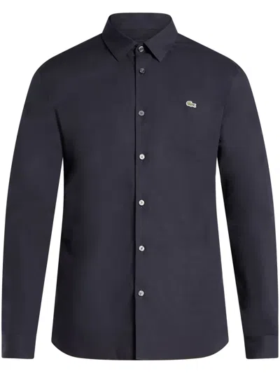 Lacoste Logo-appliqué Cotton Shirt In Black